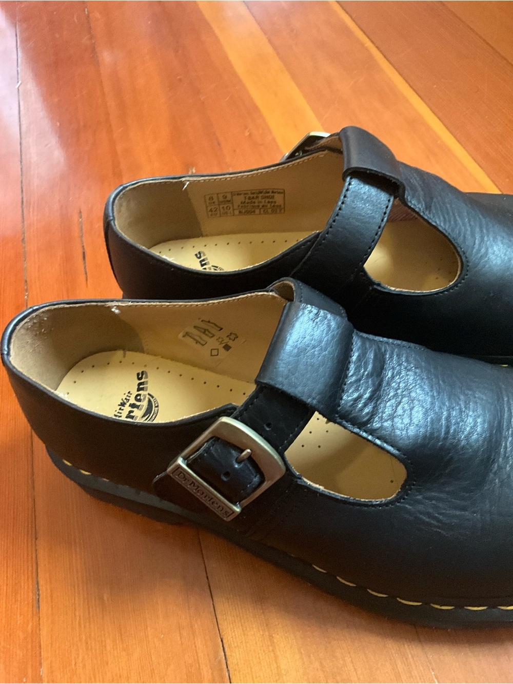 Dr. Martens Black T Bar Leather Mary Janes M9 W10 - Picture 2 of 7